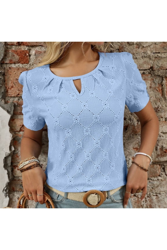 Women's Round Neck T Shirt With Ruching Detail For Casual Home And Outdoor Wear Comfortable Spring Summer Top Pairs Perfectly With Jeans Women Short Sleeve Shirts Women Compression Shirts Long Sleeve