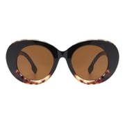 Womens Round Oval Sunglasses Oversized Designer Shades UV400 Black Tort, Brown