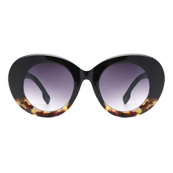 Women's Round Oval Sunglasses Oversized Designer Shades UV400 Black Tort, Smoke