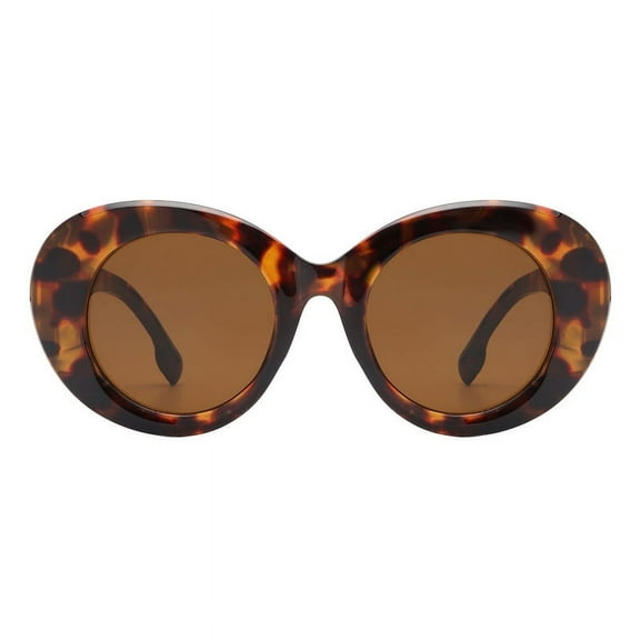 Women's Round Oval Sunglasses Oversized Designer Shades UV400 Tortoise, Brown