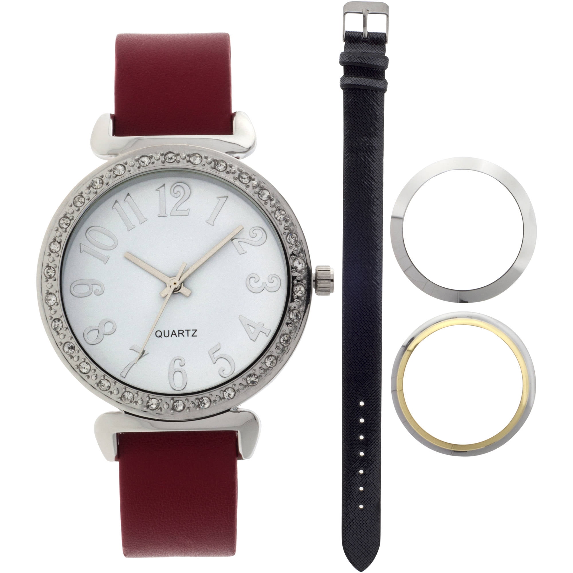 Women's watch with clearance changeable straps & bezels