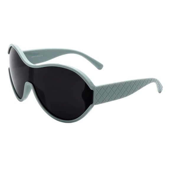 Women's Round Sunglasses Oversized Shield Fashion Curved Frame UV400 Ice Blue