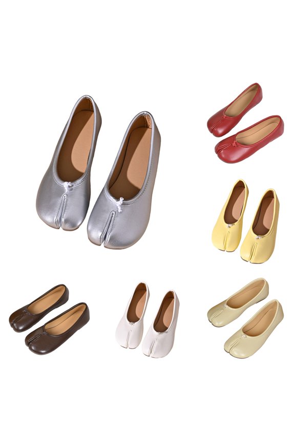 Women's Round Toe Ballet Flats Split Toe Low Heel Dance Inspired Casual Shoes Lightweight Comfortable for Everyday Walking Office Errands