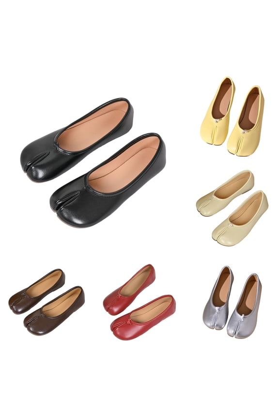 Women's Round Toe Ballet Flats Split Toe Low Heel Dance Inspired Casual Shoes Lightweight Comfortable for Everyday Walking Office Errands