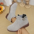 thumbnail image 1 of Women's Round Toe Chelsea Booties Chunky Block Heel Buckle Strap Suede Look Fall Winter Casual Boots Gray 5.5, 1 of 9