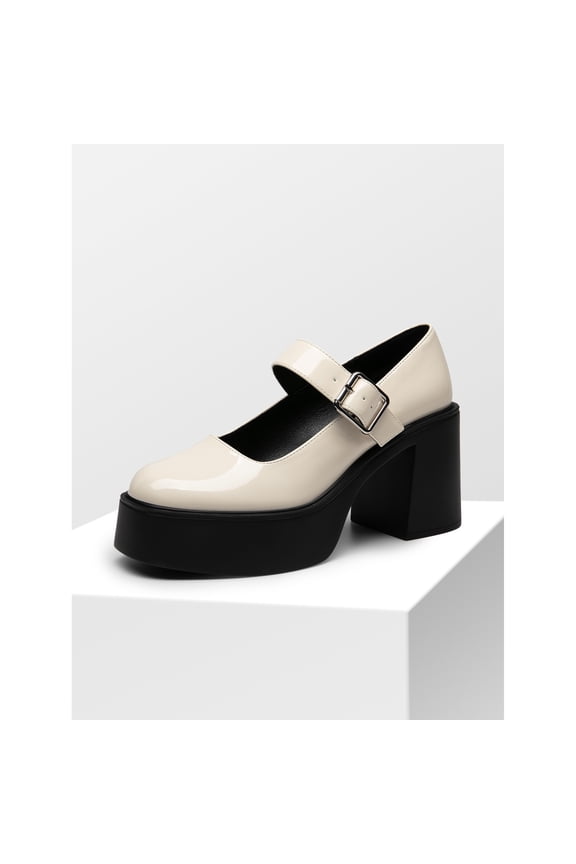 Women’s Round Toe Chunky Heels Mary Janes Pump Shoes