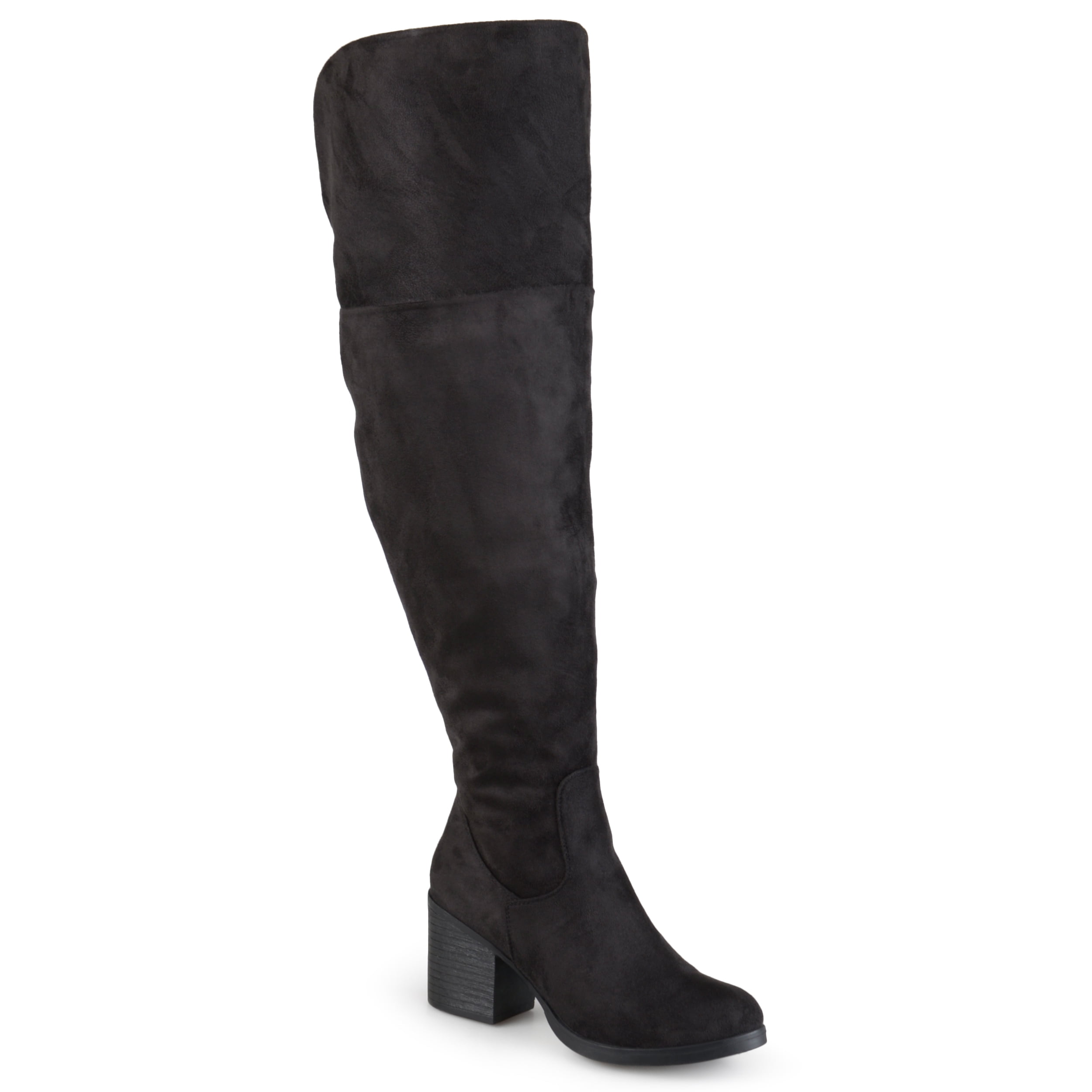 Women's Round Toe Faux Suede Tall Wide Calf Boots - Walmart.com