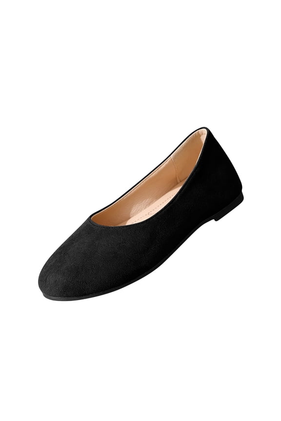 Women's Round Toe Flat Shoes Slip On Soft Lightweight Non Slip Sole Casual Work Office Shopping Daily Wear Ladies Dress Flats Shoes 43