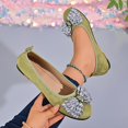 thumbnail image 1 of Women's Round Toe Flat Slip On Shoes, Sparkly Rhinestone Bow Decor Faux Suede Ballet Flats, Elegant Dress Shoes for Wedding Party, 1 of 9
