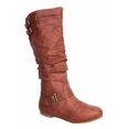 thumbnail image 1 of Women's Round Toe Low Flat Heel Buckle Slouchy Zip Boots, 1 of 2
