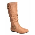 thumbnail image 1 of Women's Round Toe Low Flat Heel Buckle Slouchy Zip Boots, 1 of 2