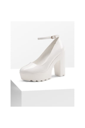 Women's Round Toe Platform Mary Janes Chunky Heels Pumps
