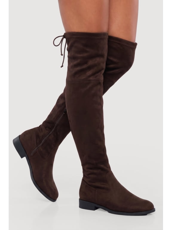 Women's Round Toe Side Zip Over The Knee Boots