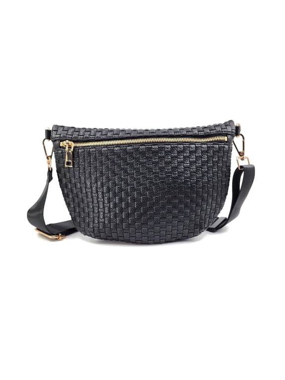 Women's Rounded Woven Bum Bag Crossbody Bag