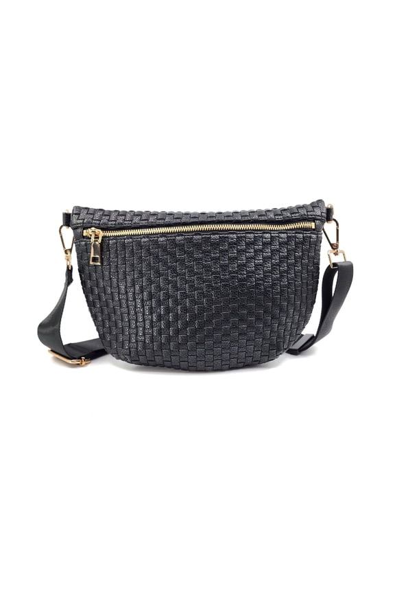 Women's Rounded Woven Bum Bag Crossbody Bag