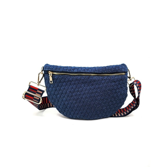 Women's Rounded Woven Bum Bag Crossbody Bag