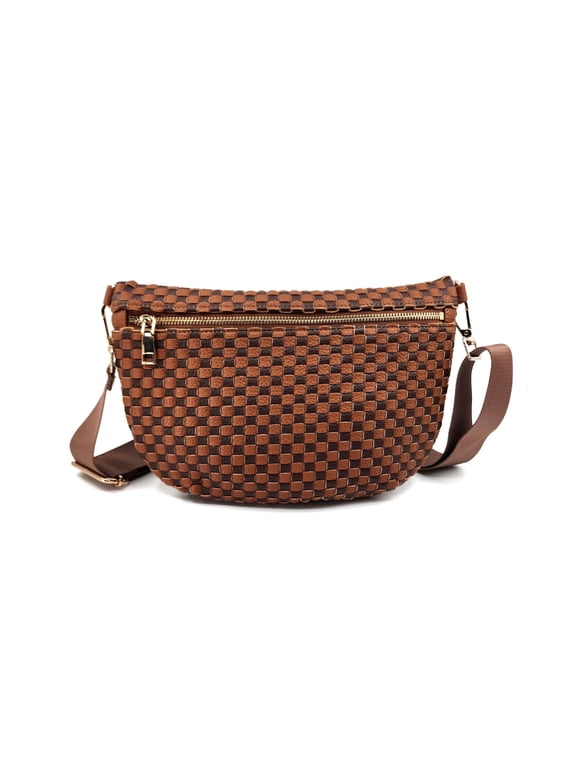 Women's Rounded Woven Bum Bag Crossbody Bag