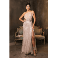 thumbnail image 1 of Women's Royal Queen Long Formal Dress Strapless High Slit Gala Gown RQ8172 Champagne Goldish Beige 18, 1 of 4