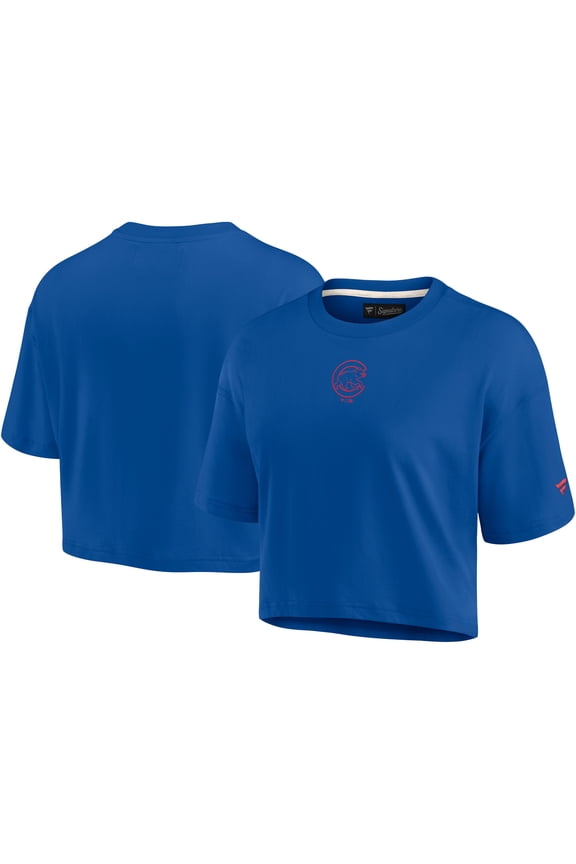 Women's Royal Chicago Cubs Elements Super Soft Boxy Cropped T-Shirt
