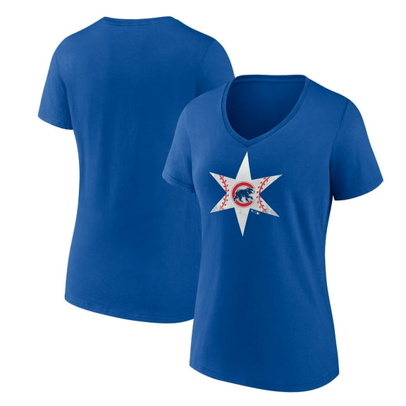 Women's Royal Chicago Cubs Hometown Collection Chi Star V-Neck T-Shirt