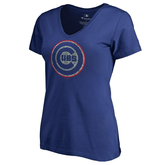 Women's Royal Chicago Cubs Static Logo V-Neck T-Shirt