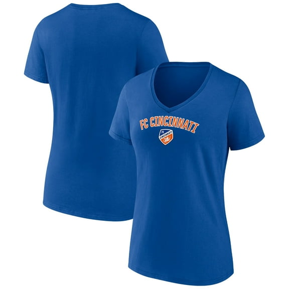 Women's Royal FC Cincinnati Victory Arch Logo V-Neck T-Shirt