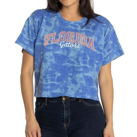 Women's  Royal Florida Gators Kimberly Cropped Tie-Dye T-Shirt