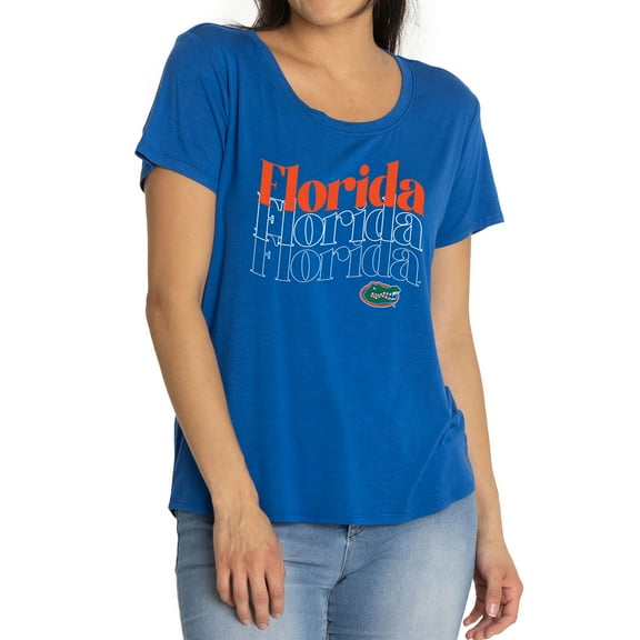 Women's Royal Florida Gators Scarlet Scoop Neck T-Shirt