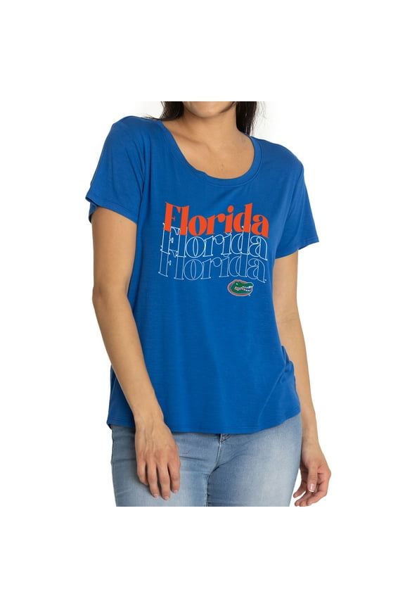 Women's Royal Florida Gators Scarlet Scoop Neck T-Shirt