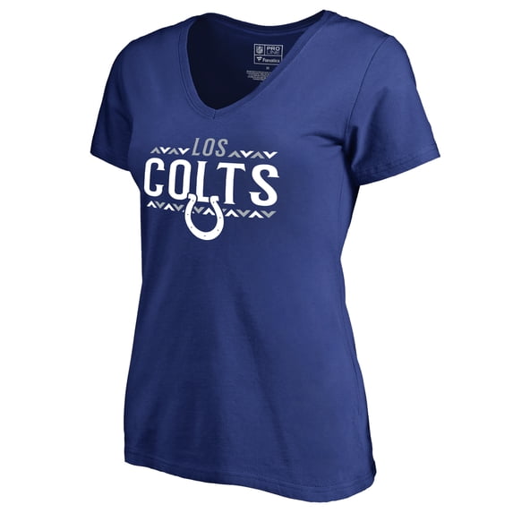 Women's Royal Indianapolis Colts Arriba V-Neck T-Shirt