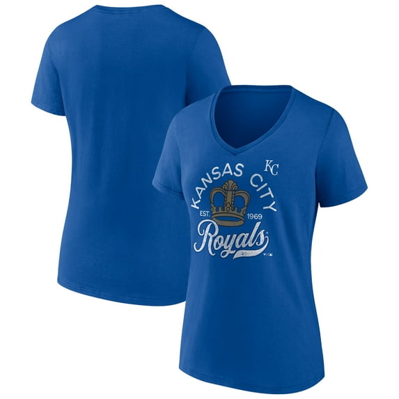 Women's Royal Kansas City Royals Hometown Retro Crown V-Neck T-Shirt