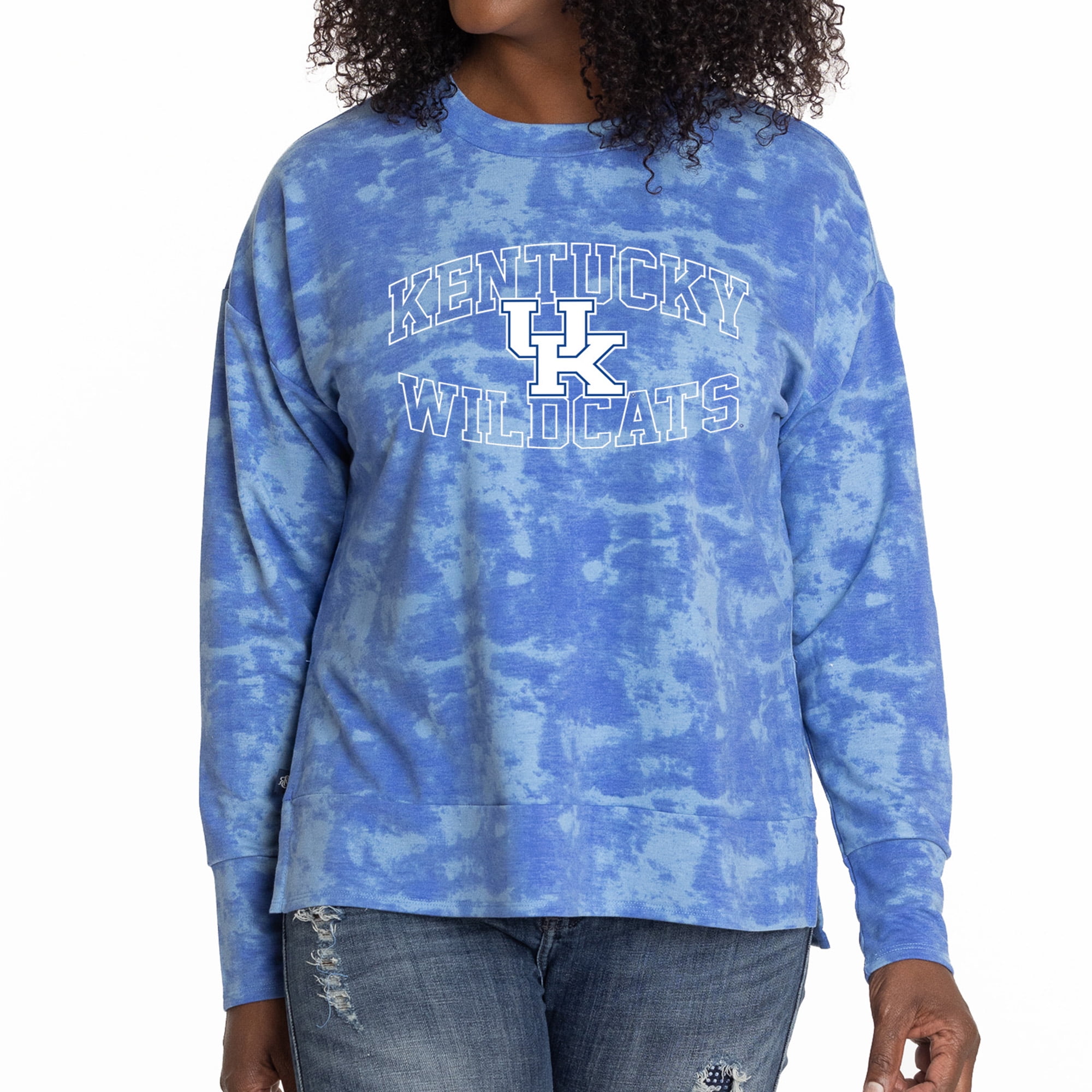 Women's Royal Kentucky Wildcats Brandy Tie Dye Tri-Blend Long Sleeve ...