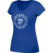 Women's Royal Kentucky Wildcats Distressed V-Neck T-Shirt