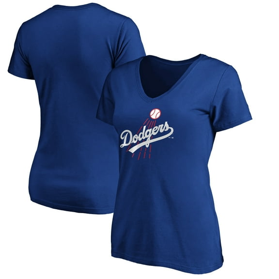 Women's Royal Los Angeles Dodgers Cooperstown Collection Huntington Logo V-Neck T-Shirt