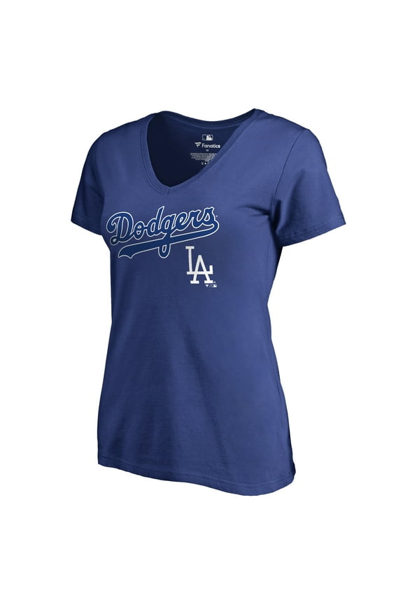Women's Royal Los Angeles Dodgers Core Wahconah V-Neck T-Shirt