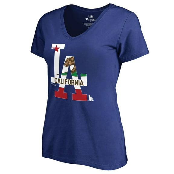 Women's Royal Los Angeles Dodgers Hometown Collection Cali Flag T-Shirt