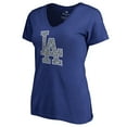 thumbnail image 1 of Women's Royal Los Angeles Dodgers Static Logo V-Neck T-Shirt, 1 of 3