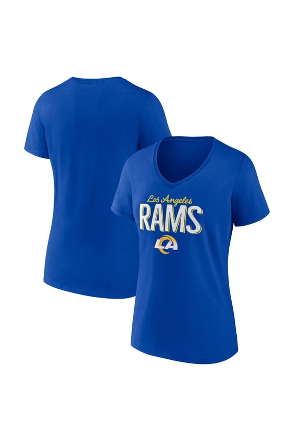 Women's Royal Los Angeles Rams Nostalgia V-Neck T-Shirt