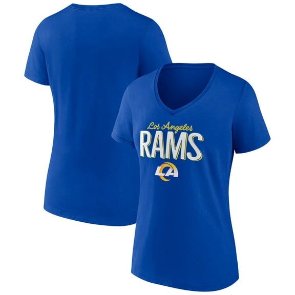 Women's Royal Los Angeles Rams Nostalgia V-Neck T-Shirt