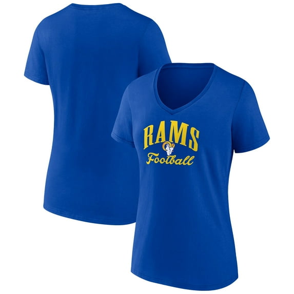 Women's Royal Los Angeles Rams Victory Script V-Neck T-Shirt