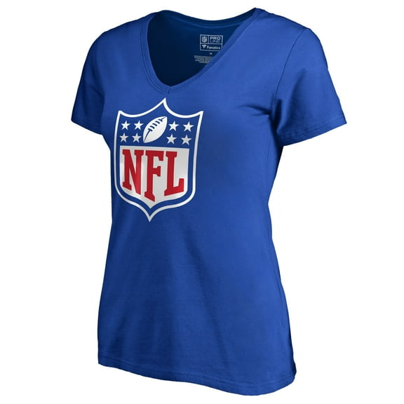 Women's Royal NFL Shield Primary Logo V-Neck T-Shirt