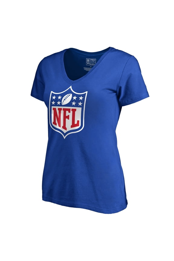 Women's Royal NFL Shield Primary Logo V-Neck T-Shirt