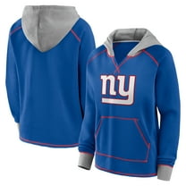 Women's Logo Athletic Royal New York Giants Boom Fleece Pullover V-Neck Hoodie
