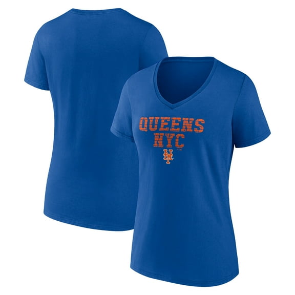 Women's Royal New York Mets Hometown Queens NY V-Neck T-Shirt