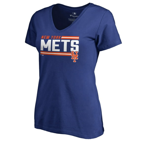 Women's Royal New York Mets Onside Stripe V-Neck T-Shirt