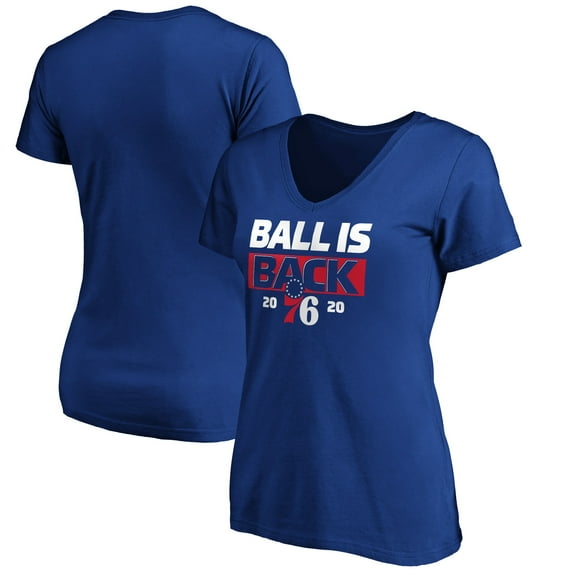 Women's Royal Philadelphia 76ers Ball Is Back V-Neck T-Shirt