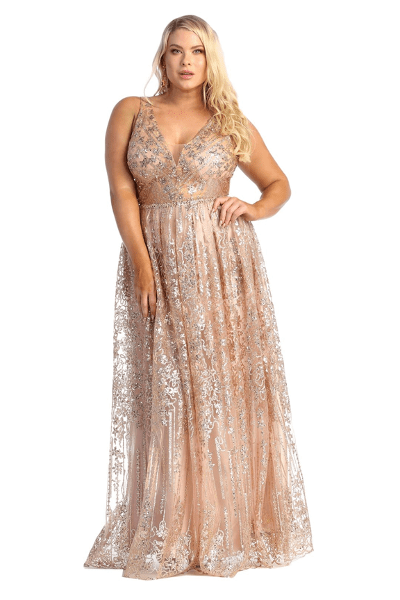 Women's Royal Queen Prom 2026 Dress Plus Size Rose Pink Gold 8