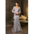 thumbnail image 1 of Women's Royal Queen RQ8125 Sequin V-Neck Long Sleeve evening elegant Gown Dress Silver 16, 1 of 8