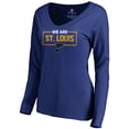 thumbnail image 1 of Women's Royal St. Louis Blues Iconic Collection We Are Long Sleeve V-Neck T-Shirt, 1 of 3