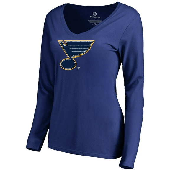 Women's Royal St. Louis Blues Static Logo Long Sleeve V-Neck T-Shirt